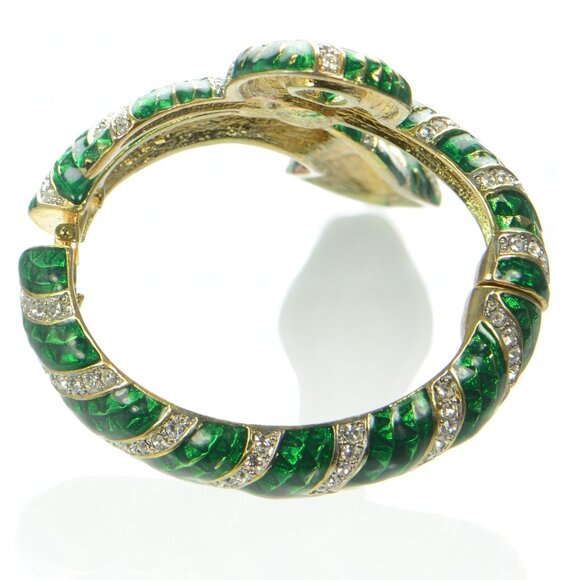 Vintage Kenneth Jay Lane KJL Enamel & Crystal Snake Bracelet - Picture 9 of 9